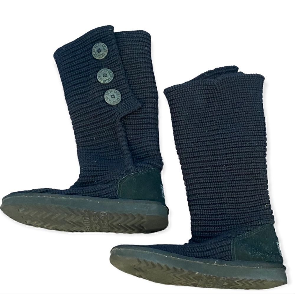 UGG® Classic Cardy Knit Boots in Black - Picture 2 of 4